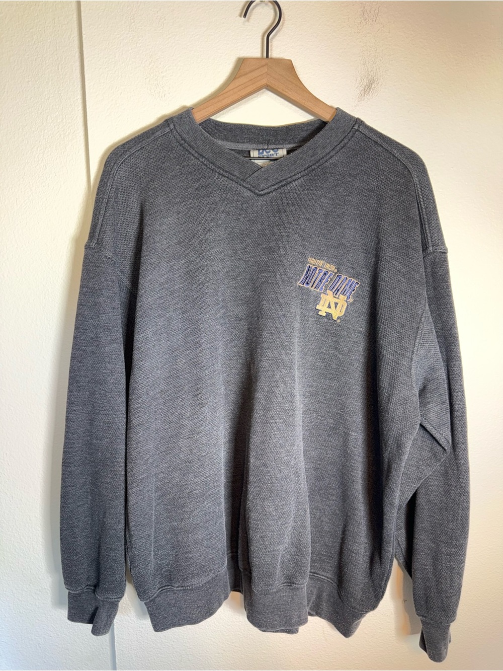 NOTRE DAME UNIVERSITY LEE Vintage Knit crew collegiate embroidered sweatshirt XL